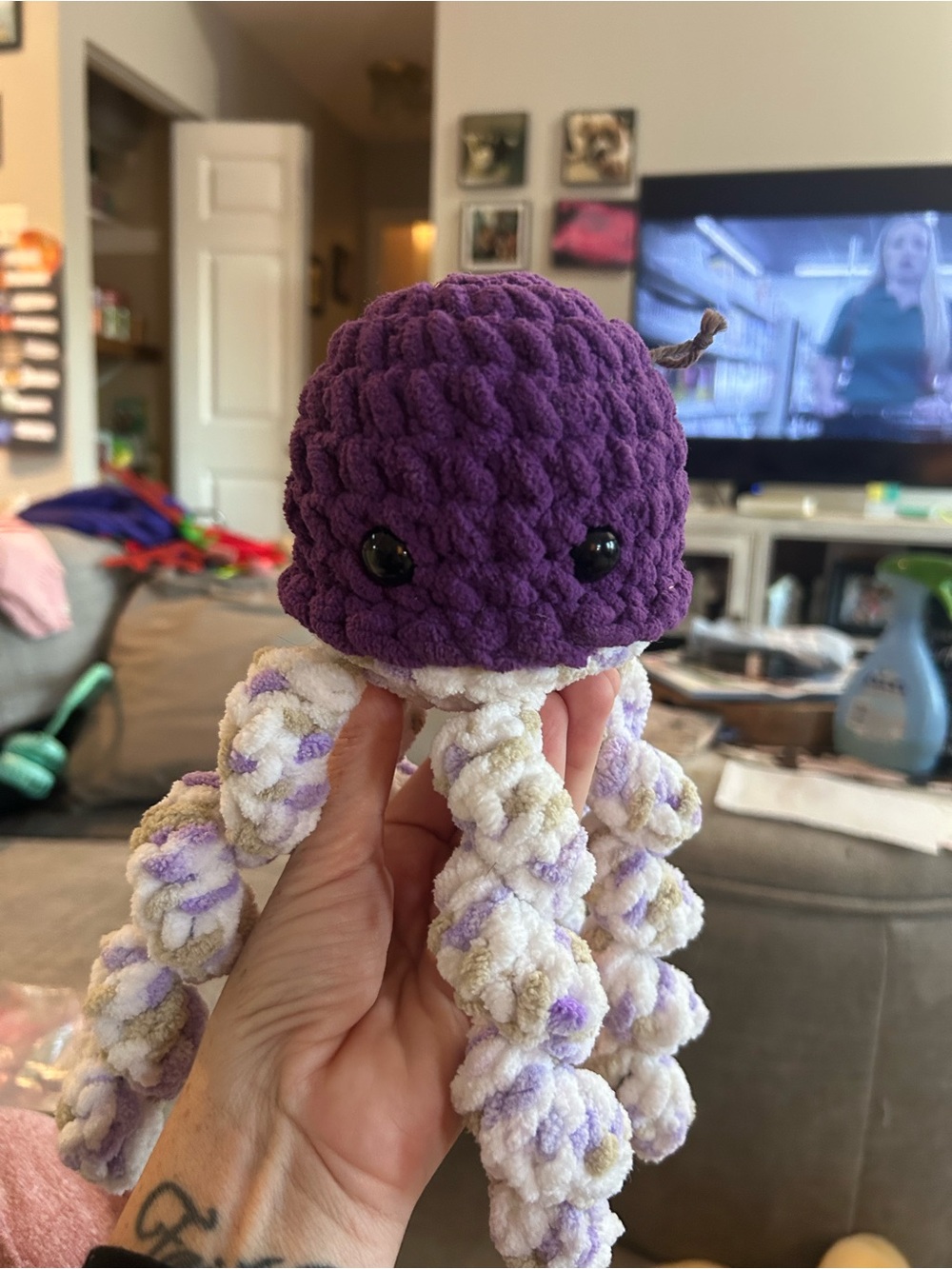 Plush Purple Octopus Kids Toy - Soft Jellyfish Stuffed Animal